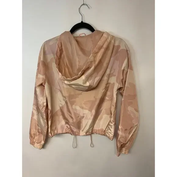 Outer Edge Hooded Bomber Jacket Pink Fatigue Lightweight Womens SZ M - Picture 2 of 8